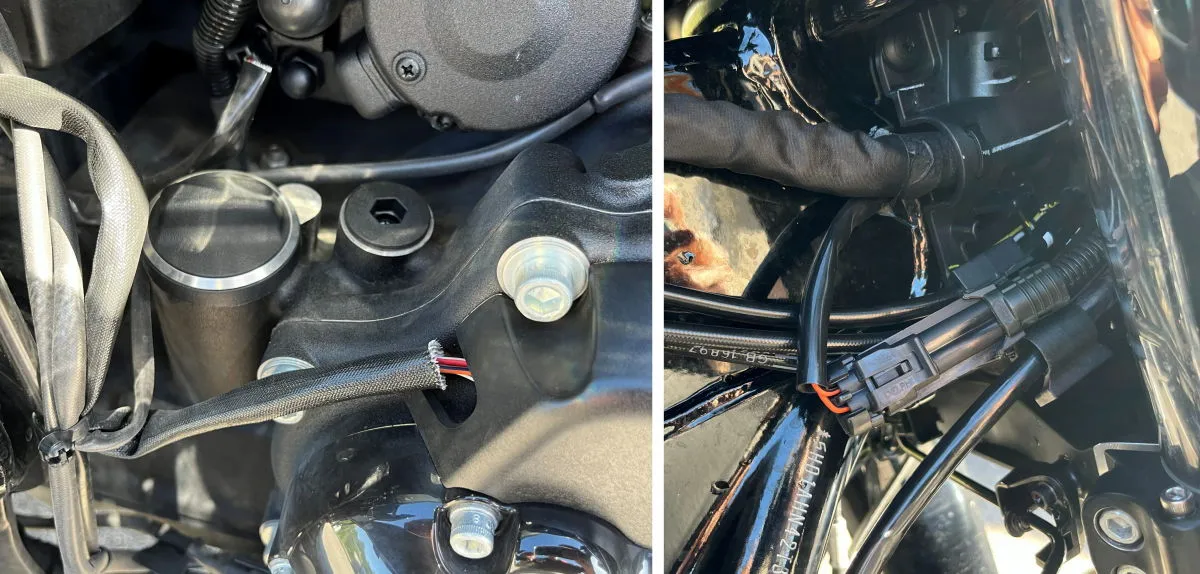 Des fils électrique sur le cadre d'une moto Harley-Davidson Street Glide Limited