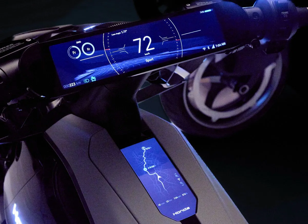 Le cockpit du concept-bike Honda EV Outlier