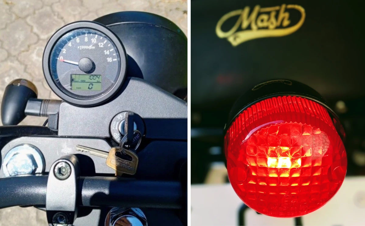 Le compteur et le phare d'une Mash 125 Seventy