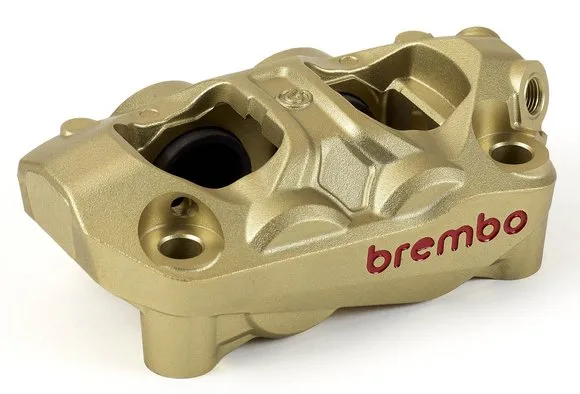 Un étrier de frein Brembo Hypure couleur doré