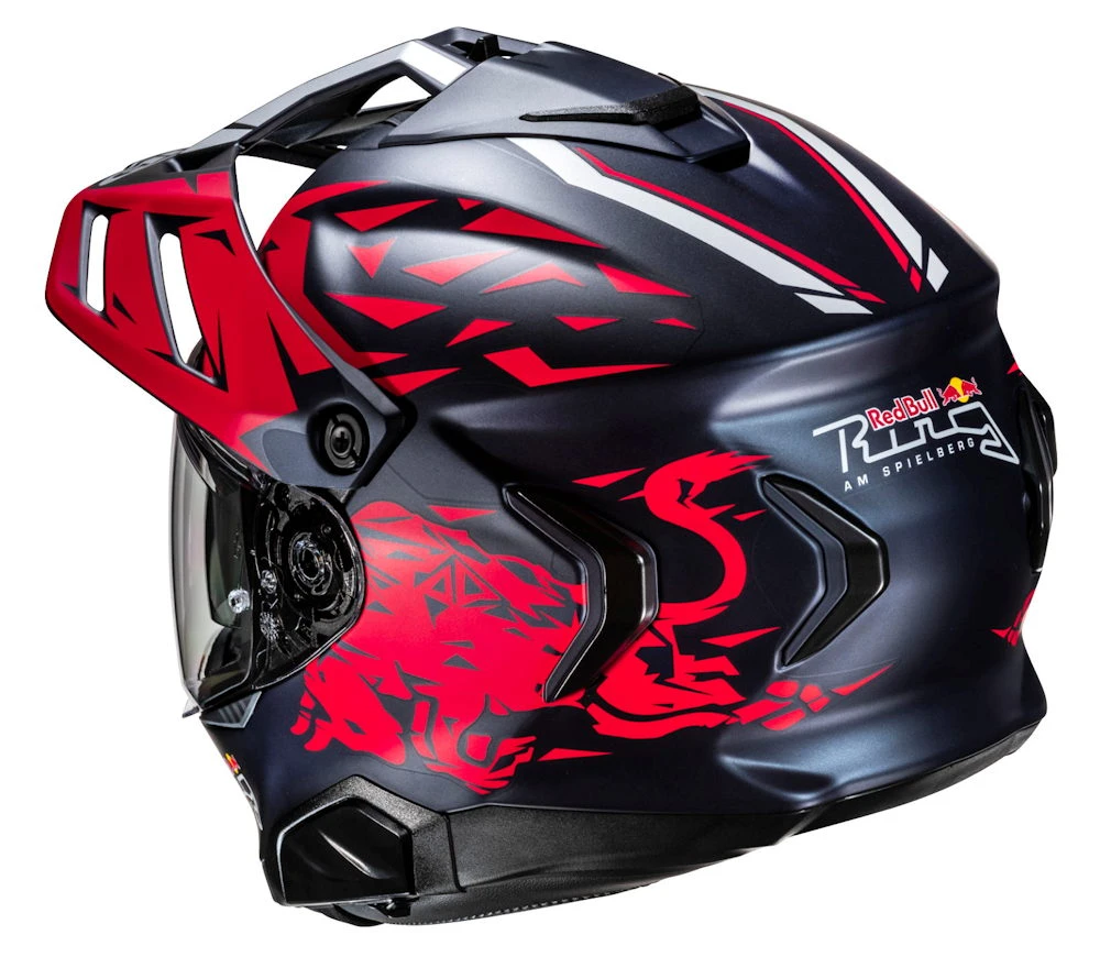 Un casque HJC Rpha 60 bleu et rouge