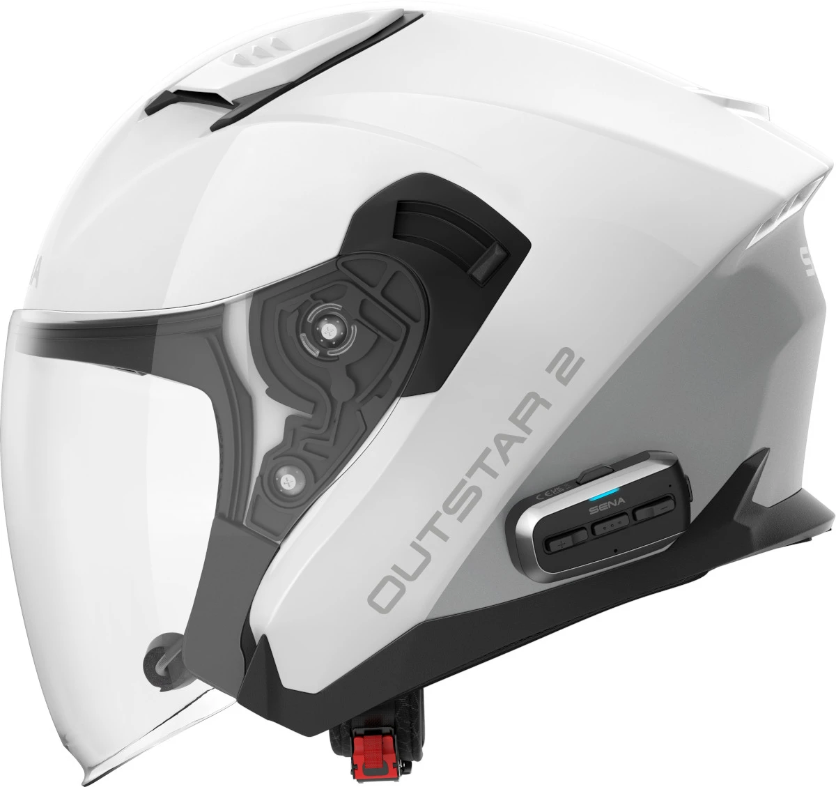 Vue de profil du casque jet Outstar 2 de Sena