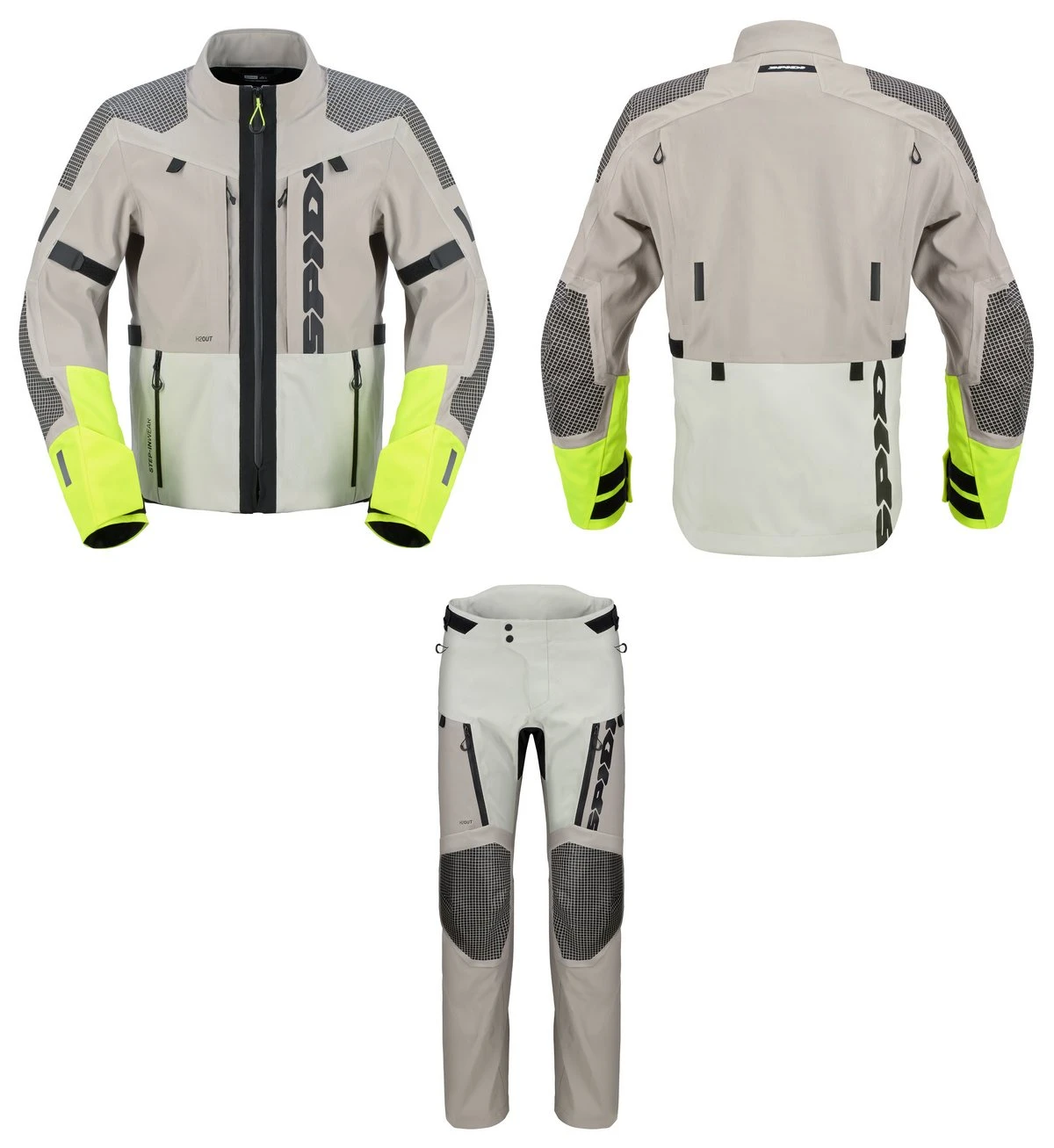 Un blouson et un pantalon de moto Spidi Frontier Pro beige et jaune