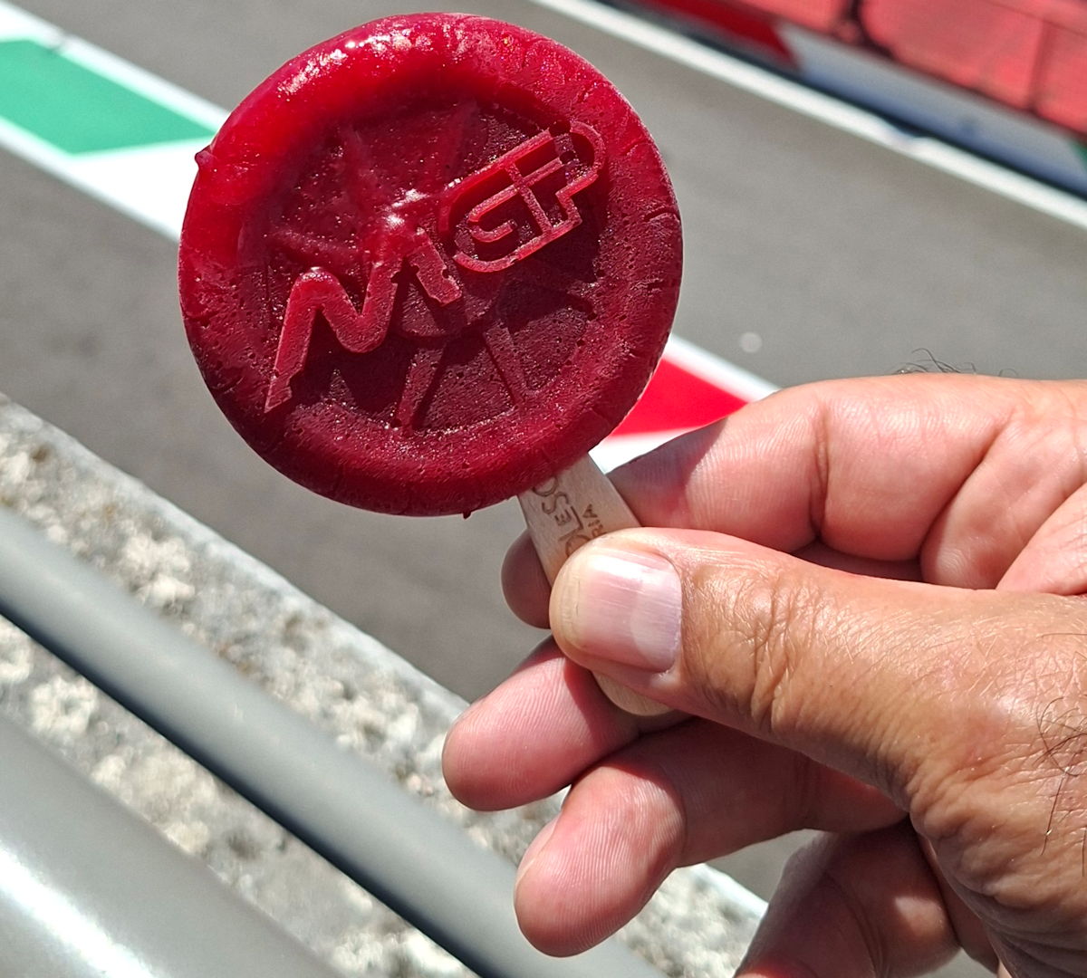 A red candy store featuring the MGP logo from MotoGP