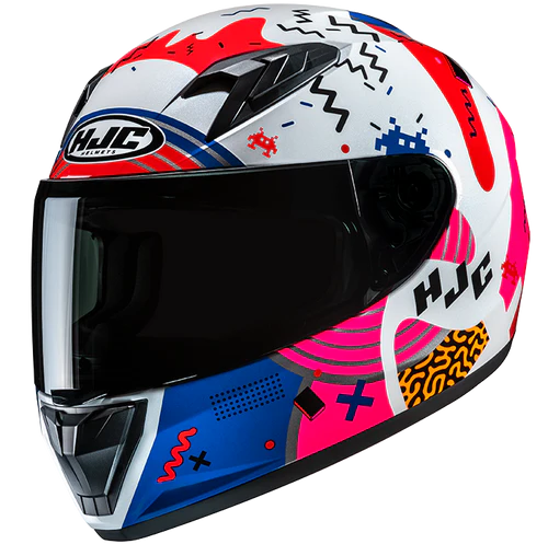 An HJC Y10 Mika MC28 helmet