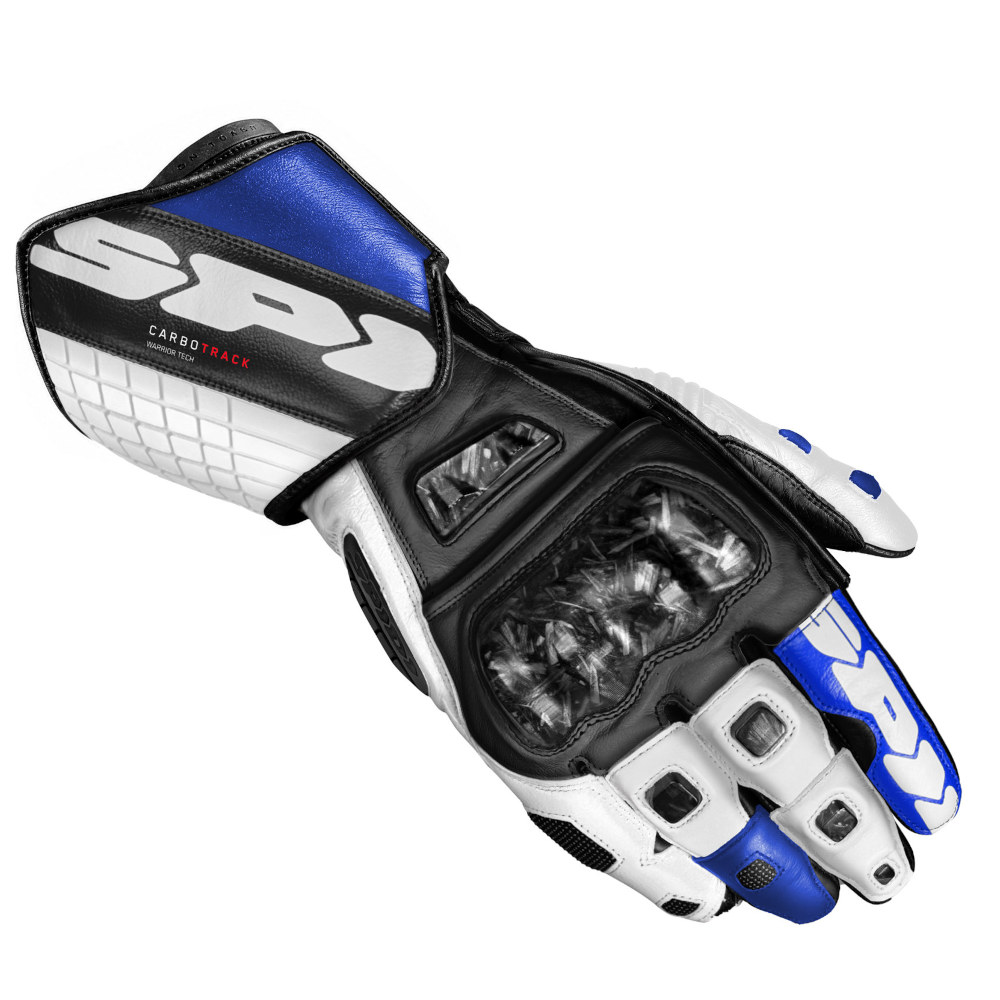 Spidi Carbo Track Evo Racing Motorcycle Gloves in black and red with Warrior reinforcements