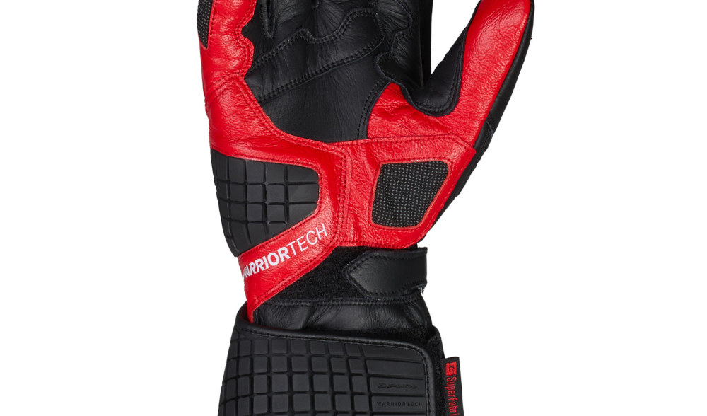 A Closer Look at the Interior of the Spidi Carbo Track Evo Racing Motorcycle Glove in Black and Red
