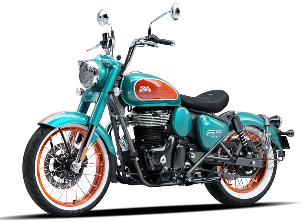 Une moto Royal-Enfield Goan Classic 350 " Trip Teal "