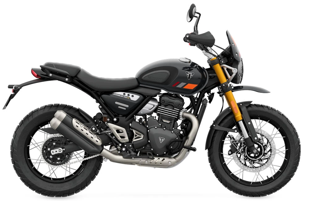 Une moto Triumph Scrambler 400 XC