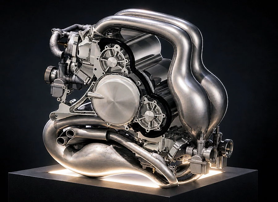 Le moteur V4 de la moto Veloce 500 Ethereal